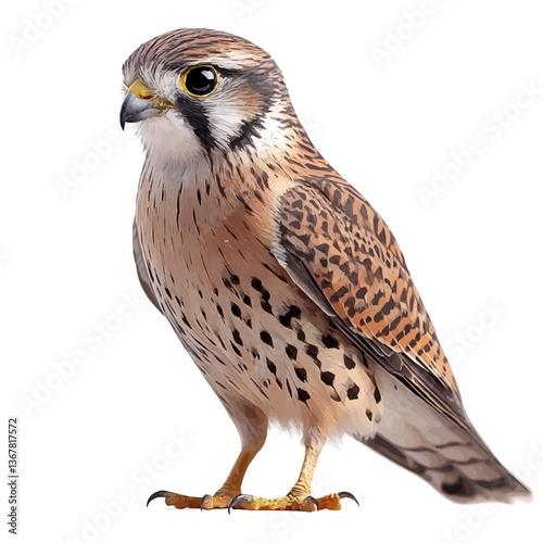 A watercolor painting of a kestrel, isolated on a white background. Kestrel vector.

