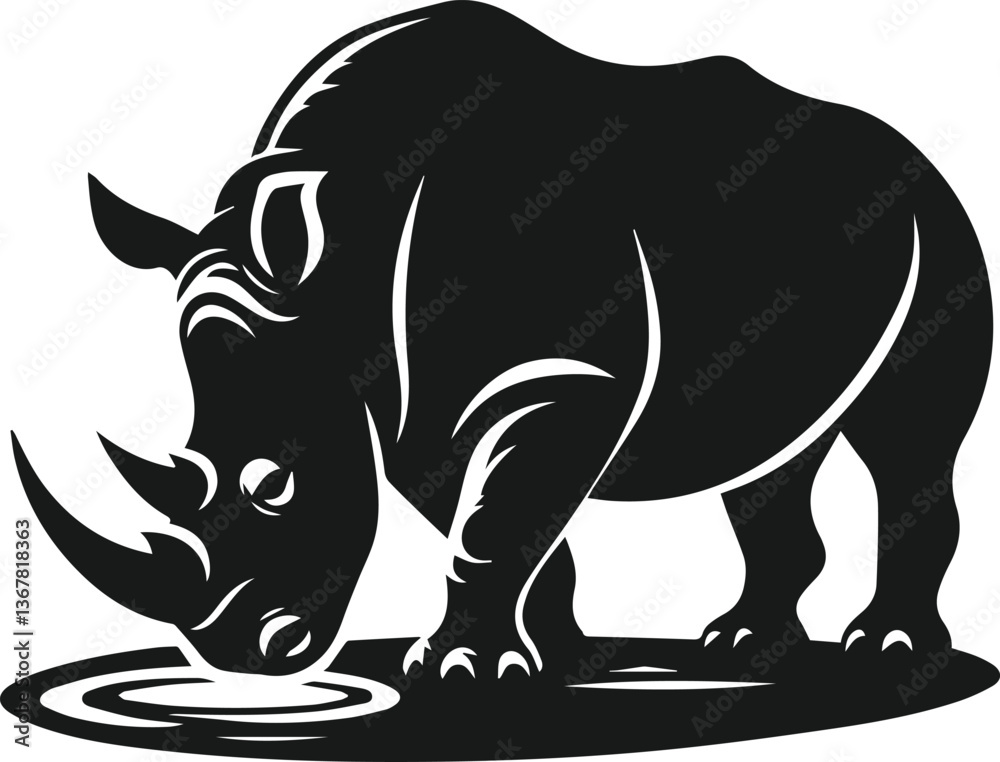 Fototapeta premium rhino animal vector silhouette