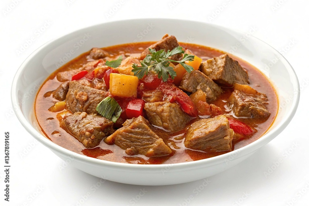 Stewed pork goulash isolated on transparent background Stewed pork goulash isolated on transparent background