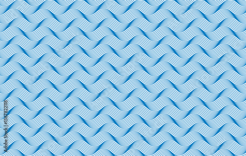 Waves seamless pattern. Abstract curve lines repeat tiling background. Rhythmic waves pattern. Modern geometric curve line seamless pattern.