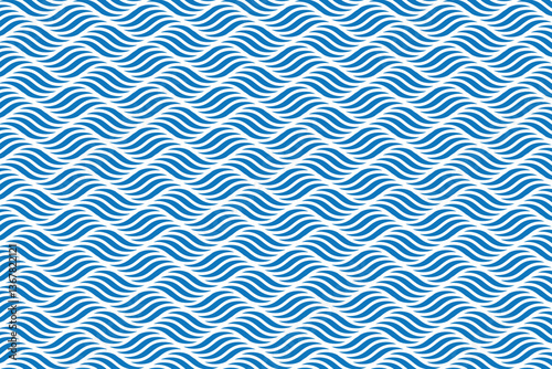 Waves seamless pattern. Abstract curve lines repeat tiling background. Rhythmic waves pattern. Modern geometric curve line seamless pattern.