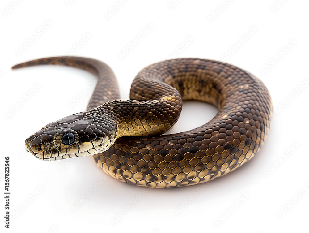 Elegant Coiled Snake with Intricate Scale Patterns for Wildlife Themes Elegant Coiled Snake with Intricate Scale Patterns for Wildlife Themes