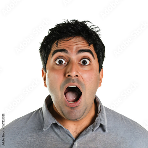 Man with Surprised Expression Isolated on Transparent Background