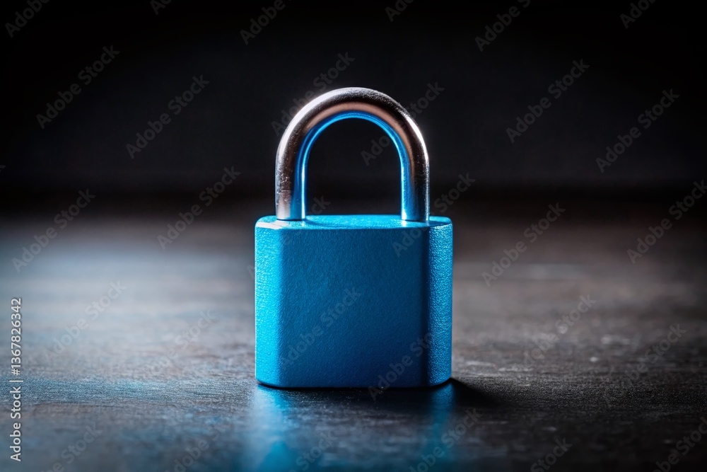Fototapeta premium Minimalist Blue Padlock: Security, Privacy, and Protection Stock Photo