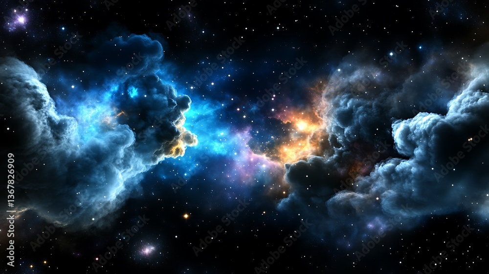 Fototapeta premium Stargazing in the heart of darkness a journey through a black night sky with distant stars