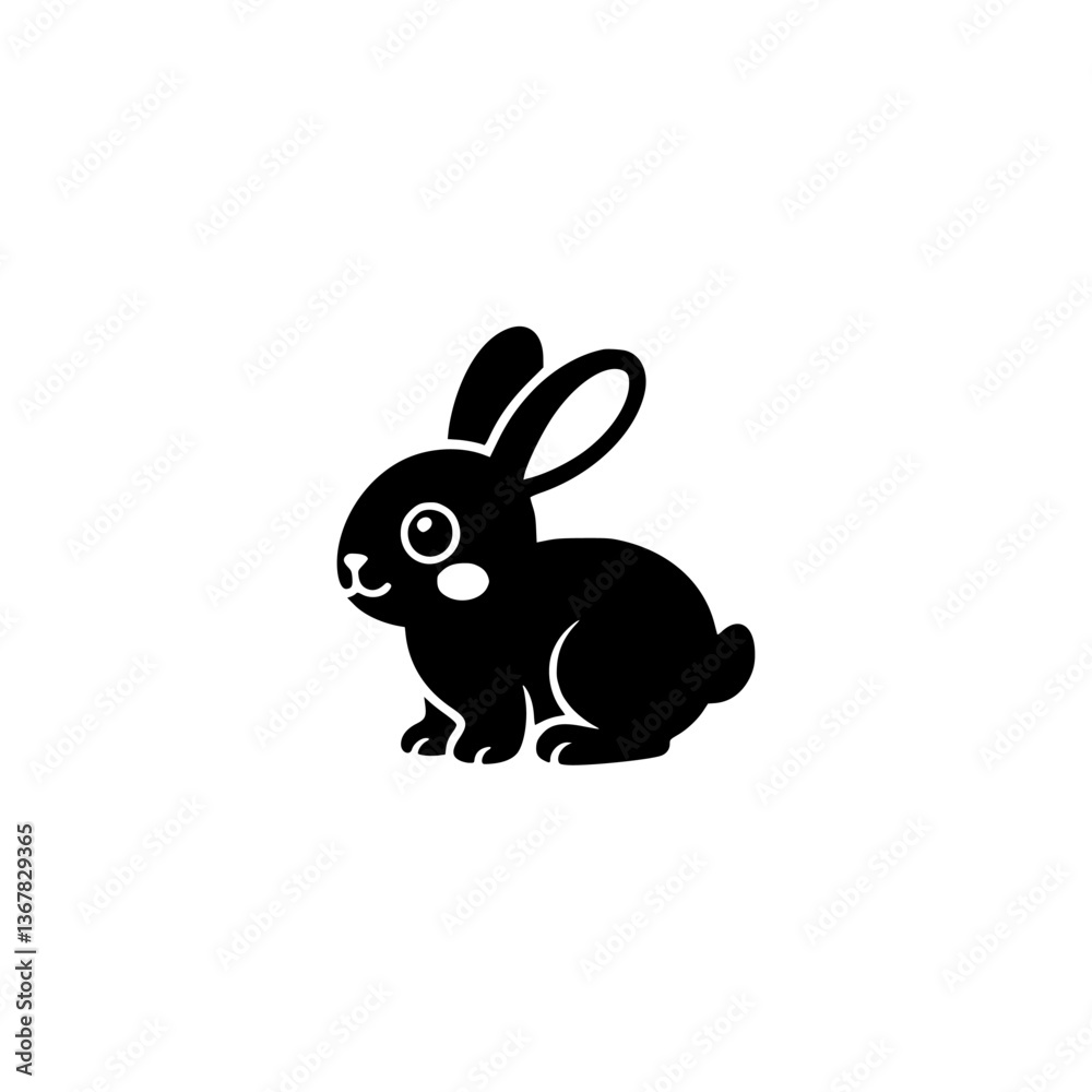 Obraz premium Minimalist Silhouette Bunny Illustration: Black and White, Playful Design