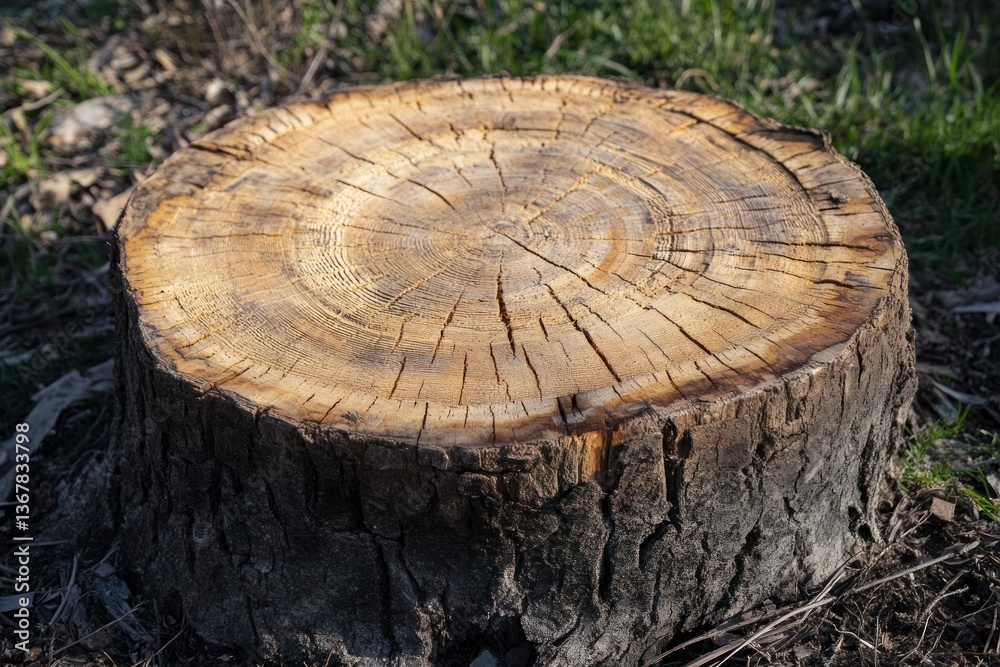 Close Up of Tree Stump Revealing Growth Rings in Natural Setting Close Up of Tree Stump Revealing Growth Rings in Natural Setting