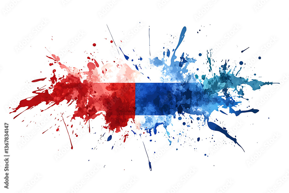 Fototapeta premium Watercolor splash of russia flag isolated on white and transparent background