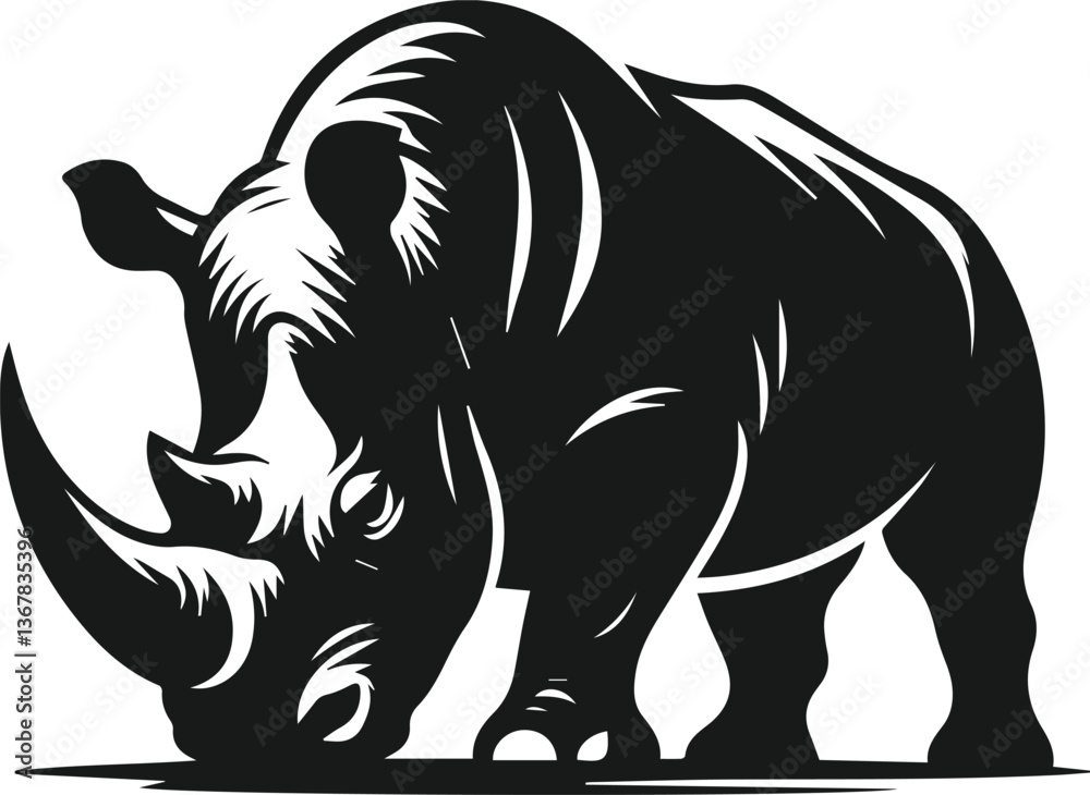 Fototapeta premium rhino animal vector silhouette