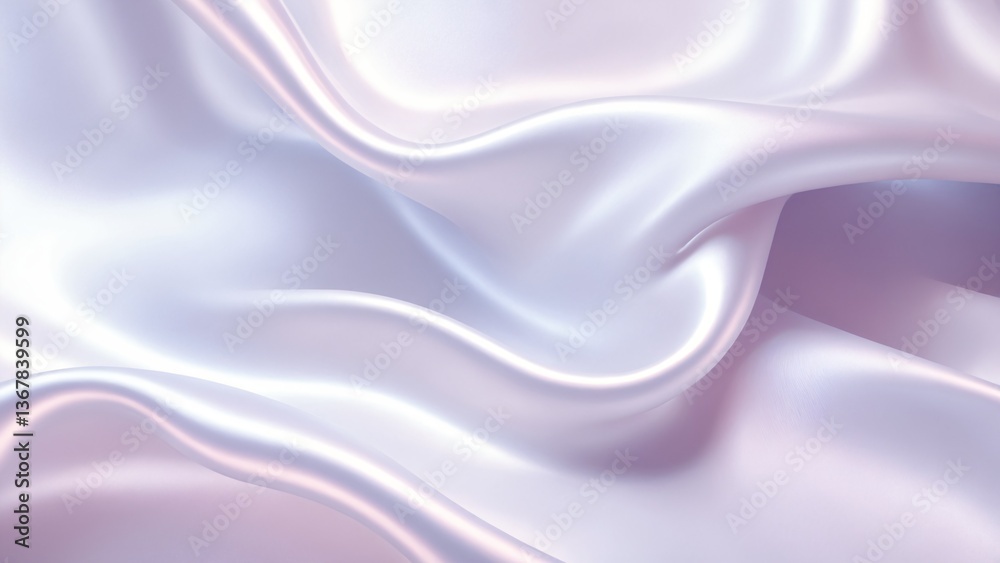 Obraz premium Silver Holographic Foil Chrome Waves 3D Abstract Background