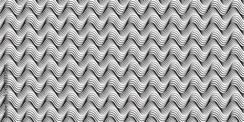 Waves seamless pattern. Abstract curve lines repeat tiling background. Rhythmic waves pattern. Modern geometric curve line seamless pattern.