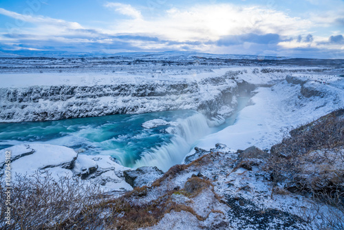 Wallpaper Mural View of Gullfoss Waterfall on the Hvita River in winter, Western Region Torontodigital.ca