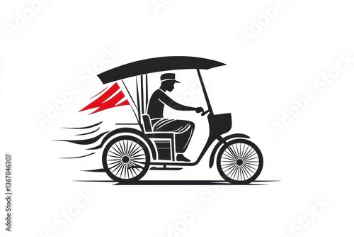 Minimalist Black and White Logo of a Three-Wheeled Vehicle