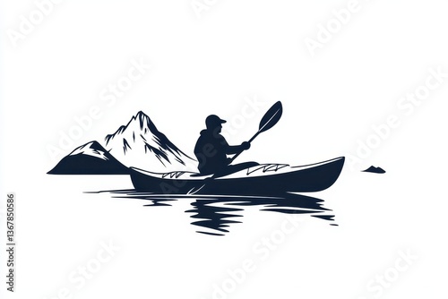 Kayaking Adventure Minimalist Black and White Silhouette Logo Design
