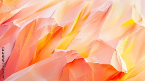 Dramatic digital texture, jagged sharp edges, vibrant neon gradients, orange, yellow, white. Geometric abstraction, high contrast, bold modern neobrutalist aesthetic, banner, wallpaper, ad