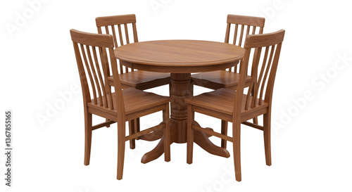 Round Dining Set: Table & 4 Chairs on Transparent  background