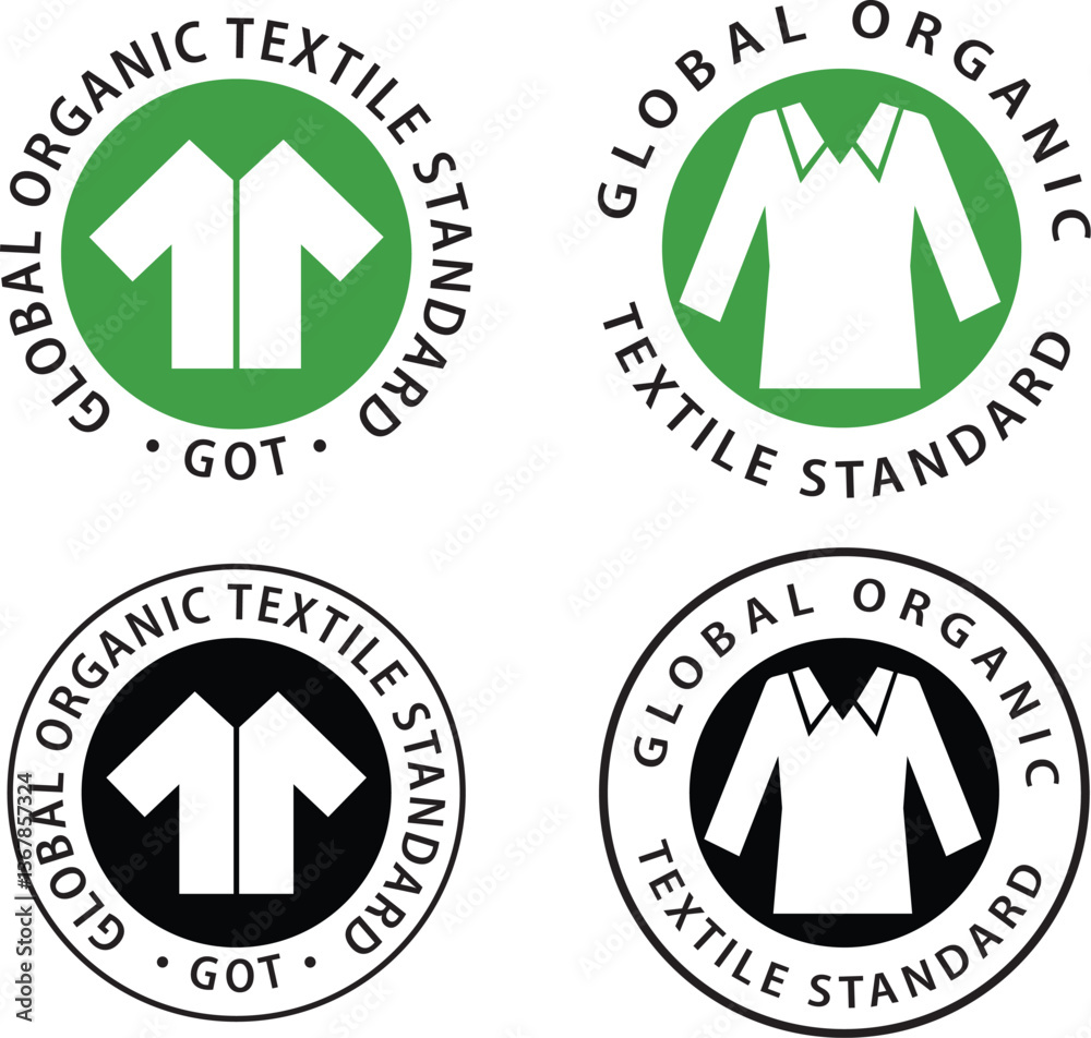 Global organic textile icon. Organic textile standard information sign Global organic textile icon. Organic textile standard information sign