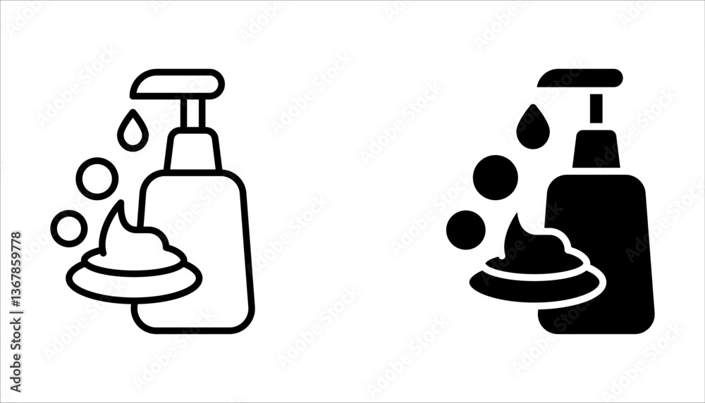 Obraz premium foam Cream icon set, simple skin cleanser flat design vector pictogram, vector illustration on white background.