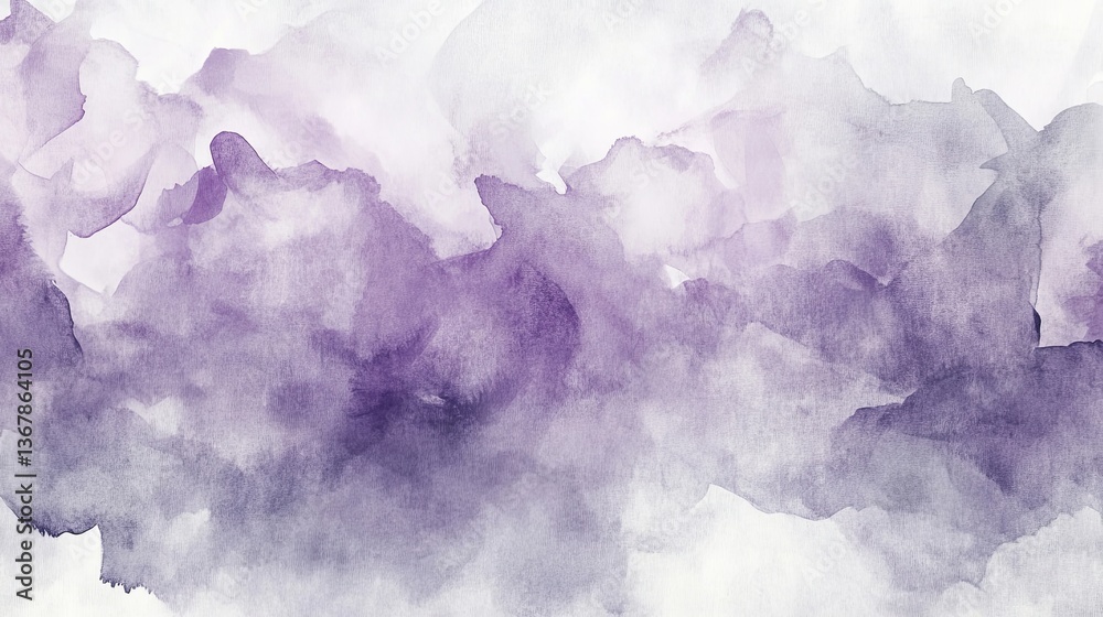 Obraz premium Subtle watercolor texture, muted lavender, cool grey. Fluid brushstrokes, harmonious abstract design, soft modern feel. Background for banner, wallpaper, ad