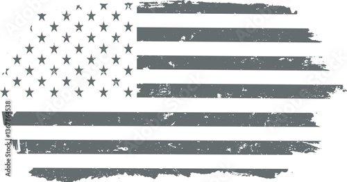 USA Distressed Flag Design. White American Grunge Flag Design, Distressed US symbol, United States flag Vector Illustration for Celebration Holiday 4 of July.