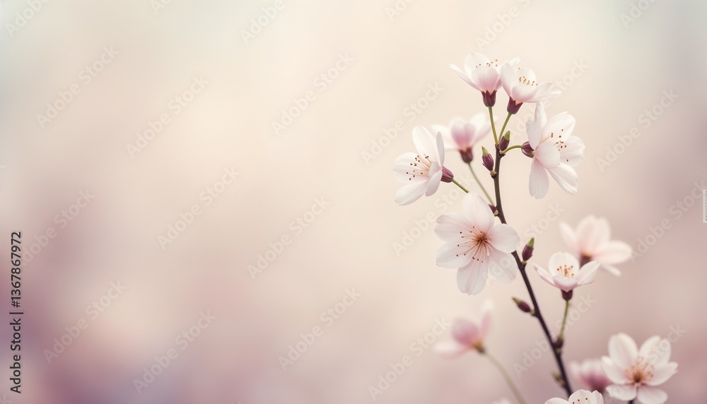 Delicate cherry blossoms blooming in a soft pastel background Delicate cherry blossoms blooming in a soft pastel background