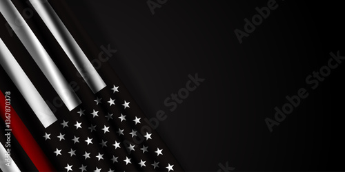 National Fallen Firefighter Memorial Weekend. Flag american and area for text. Great for posters, banners, social media and more. Black background.