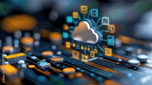 depicting digital cloud technology modern data communication and computing concepts  Visually represents the interconnected nature of various digital systems networks