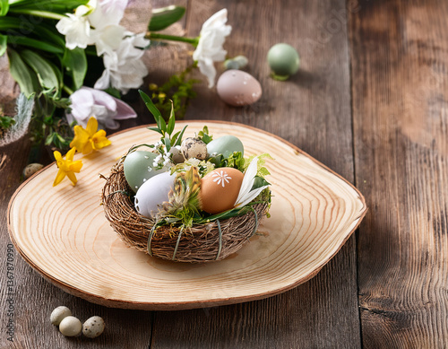 easter eggs in a basket