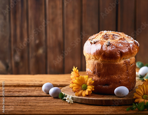 easter cake on wooden table