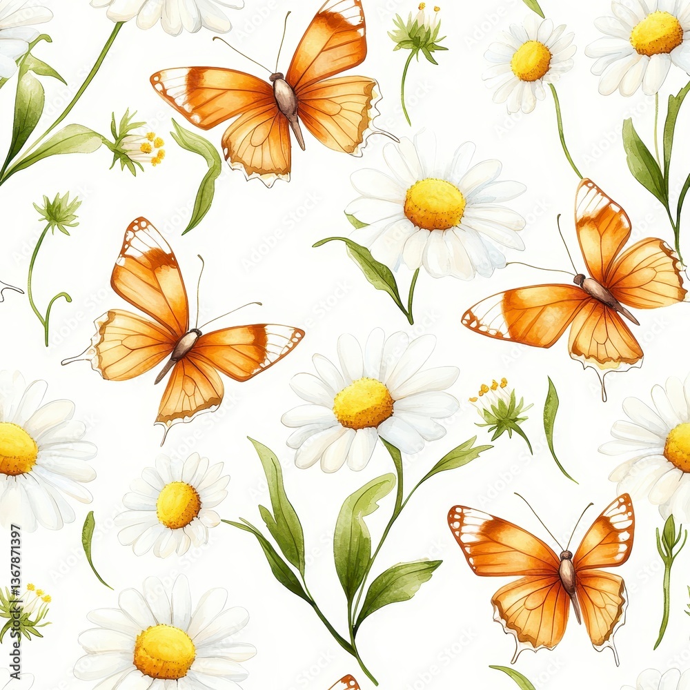 Seamless pattern with Floral Butterflies Spring Garden Seamless pattern with Floral Butterflies Spring Garden