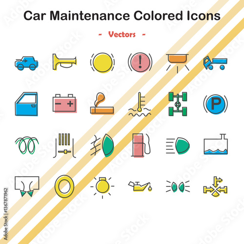 Car Maintenance Colored Icons - Vector
