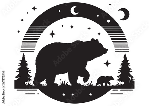 silhouettes bear logo vector illustration, grizzly bear logo icon silhouettes, bear silhouette logo vector animals, black bear wild animal silhouettes on the white background