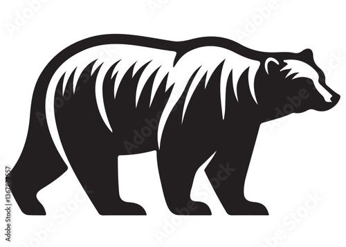 silhouettes bear logo vector illustration, grizzly bear logo icon silhouettes, bear silhouette logo vector animals, black bear wild animal silhouettes on the white background