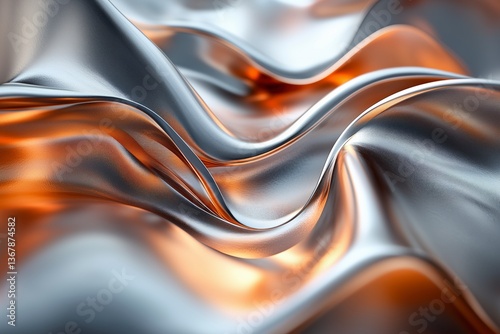 Abstract metallic forms with shiny reflections