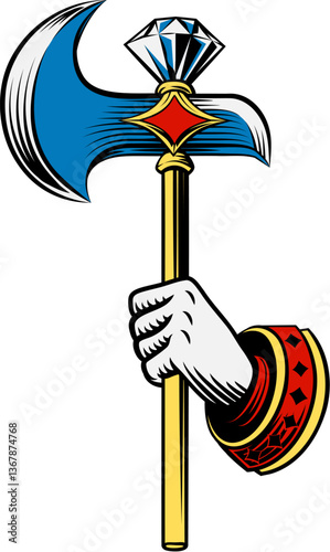 A hand holding an axe medie...