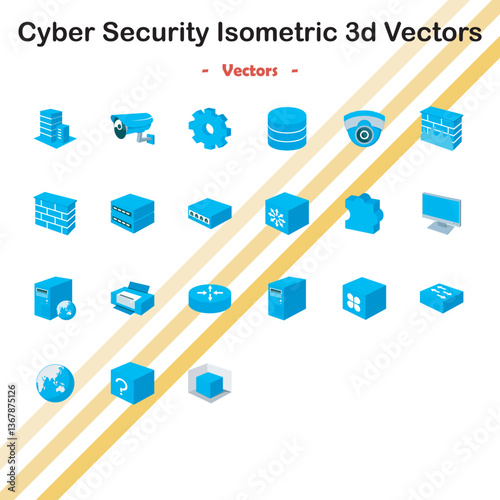 Cyber Security Isometric 3D Vectors