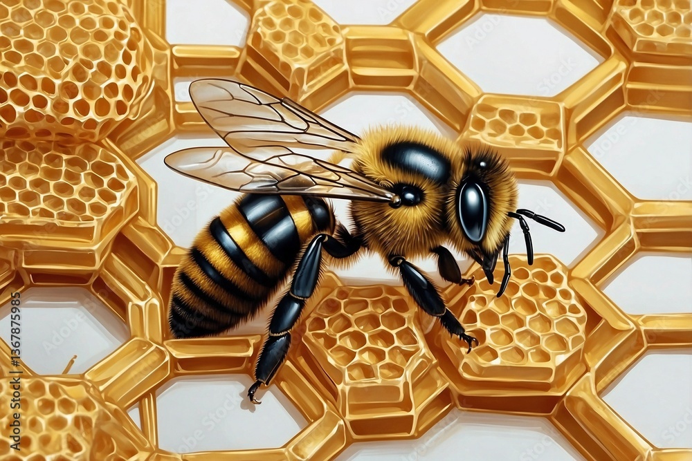 Bee on Honeycombs: The Harmony of Natural Elements with Honeysuckle and Decorative Panels