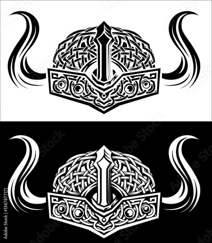 A Viking warrior helmet in ...