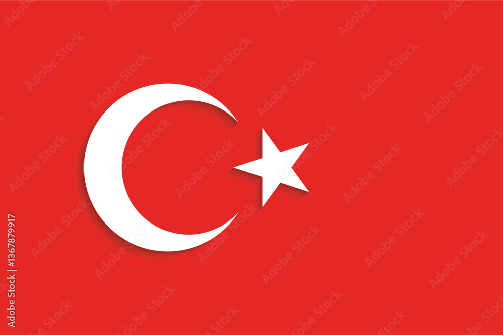 Obraz premium Turkish Flag with 3D effect. Flag of Turkiye vector image.