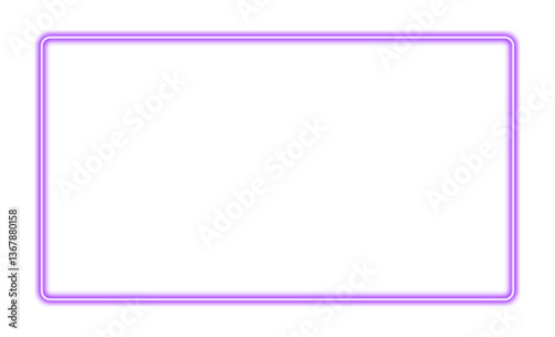 Glowing neon rectangular frame in violet color