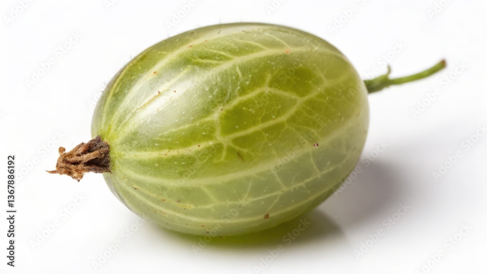 Close-Up of a Fresh Green Gooseberry on White Background Close-Up of a Fresh Green Gooseberry on White Background