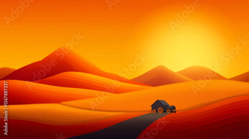 A sun-drenched farm scene with golden fields, thriving crops, and content workers, illustrating