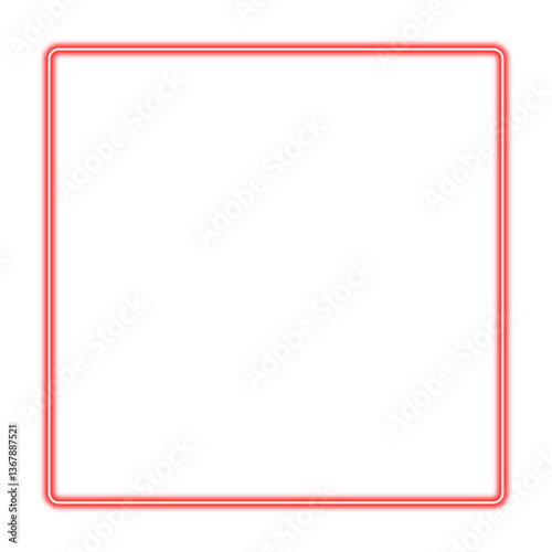 Glowing neon square frame in red color