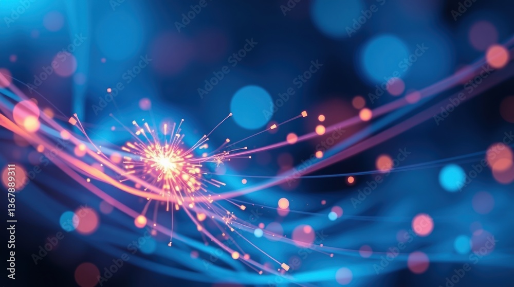 Fototapeta premium abstract digital data goes via the cable with sparks