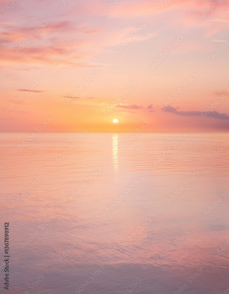 Naklejka premium 穏やかなピンクとオレンジのトーンのパステルカラーの朝焼け空