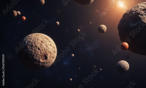 Celestial bodies in a vast galaxy photo