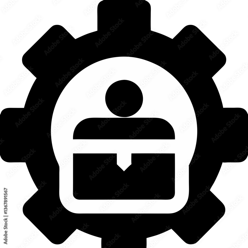 silhouette of a man with a gear silhouette of a man with a gear