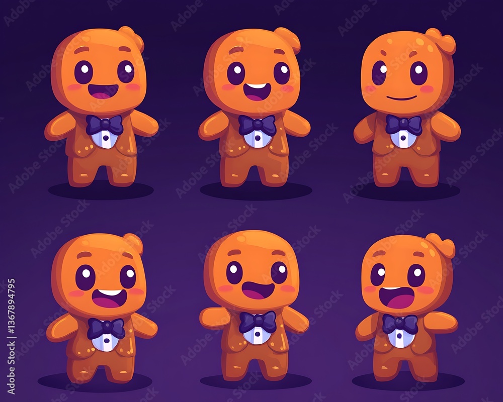 Cute animated characters wearing bow ties in a vibrant illustration