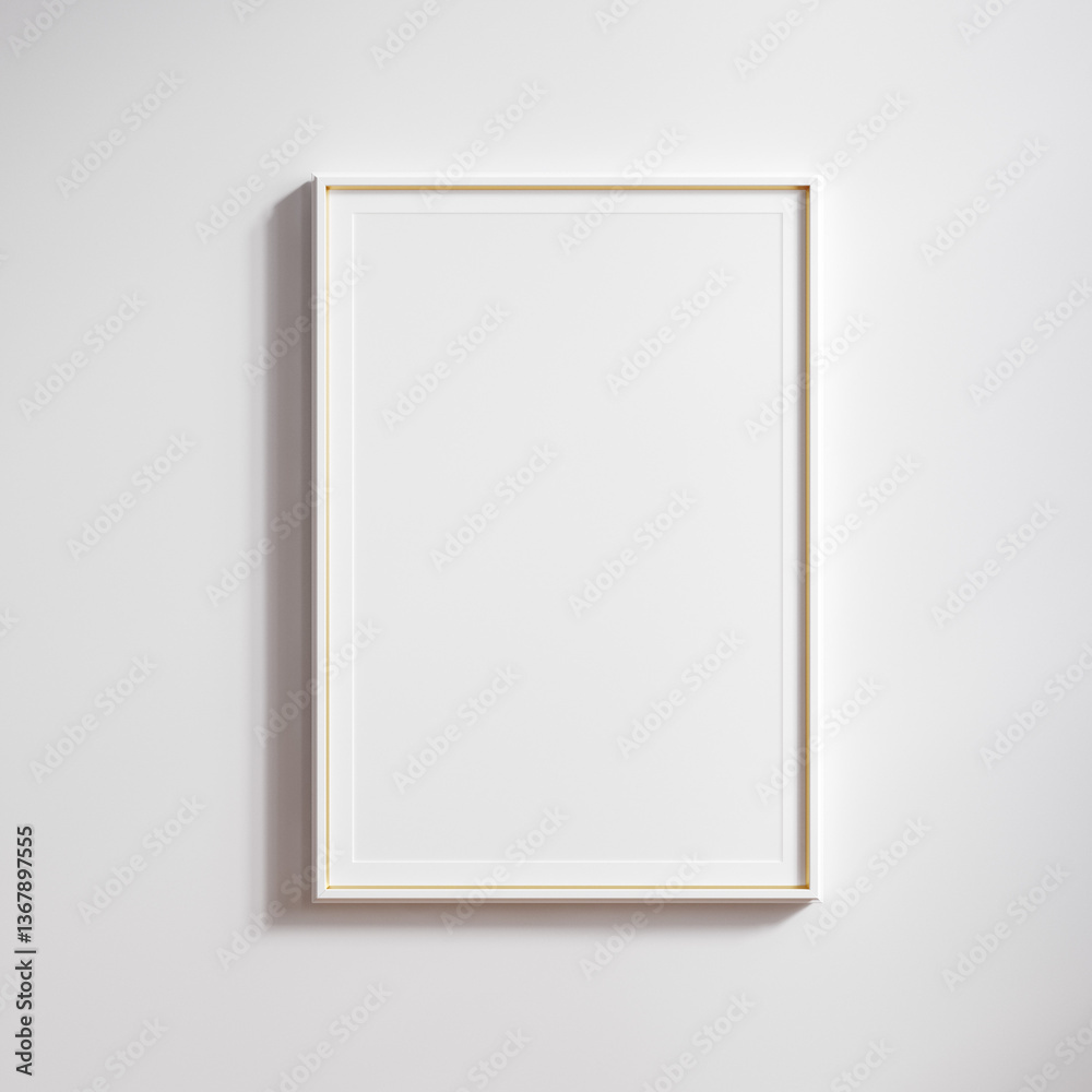 White frame mockup close up, 2x3 paper ratio with passepartout, 3d render White frame mockup close up, 2x3 paper ratio with passepartout, 3d render