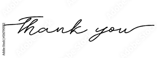 Thank you brush drawn lettering. Hand drawn marker line calligraphy. Great for greeting card and invitation